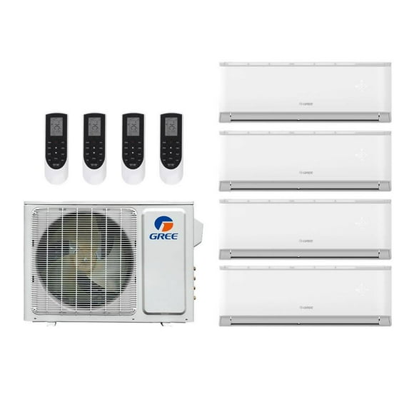 Gree Vireo 42,000 Btu 21 SEER2 R-32 4-Zone Ductless Mini Split System - 9K-12K-12K-18K
