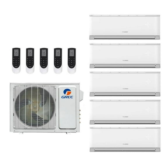 Gree Vireo 42,000 Btu 21 SEER2 R-32 5-Zone Ductless Mini Split System - 9K-9K-9K-12K-24K
