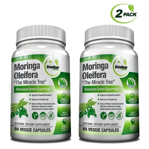 GreeNatr Pure Moringa Oleifera Leaf Extract Capsules * Premium Green Superfood