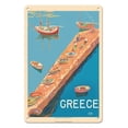 thumbnail image 1 of Greece - Aegean Island Jetty - Vintage Travel Poster c.1948 - 8 x 12 inch Vintage Metal Tin Sign, 1 of 4