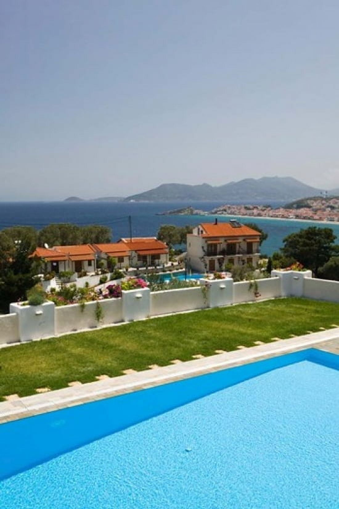 Greece Aegean Islands Samos Resort Pool Canvas Art - Walter Bibikow DanitaDelimont (24 x 36)
