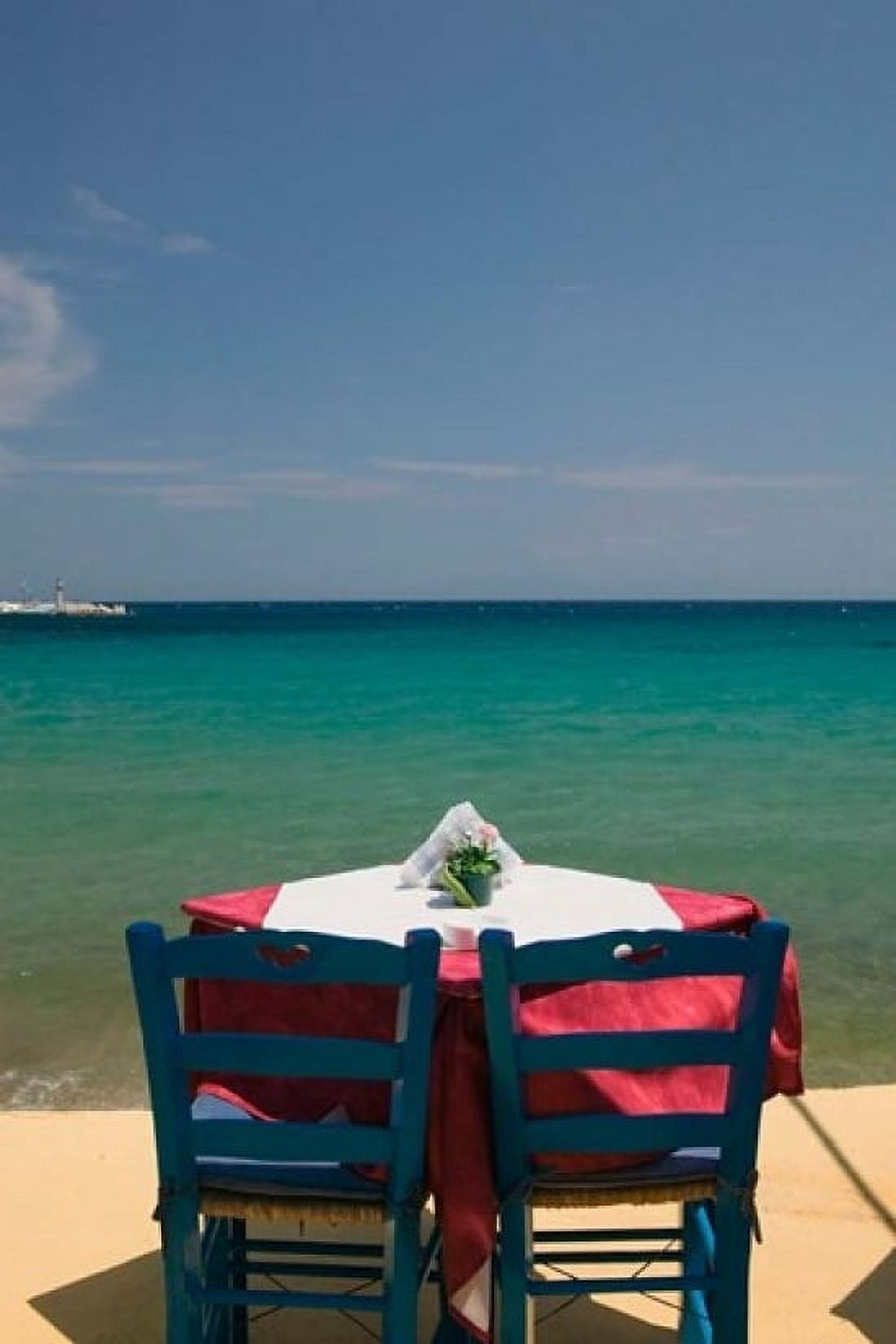 Greece Aegean Islands Samos Waterfront caf Canvas Art - Walter Bibikow DanitaDelimont (24 x 36)