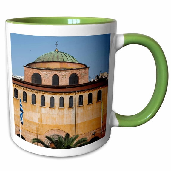 3drose, Greece, Central Macedonia, Thessaloniki, Agia Sofia Church, Exterior, 11oz Two-tone Green Mug
