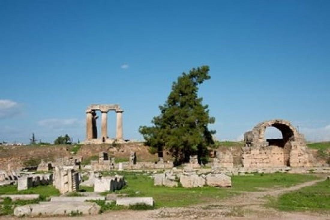 Greece Corinth Carved stone rubble and the Doric Temple of Apollo Canvas Art - Cindy Miller Hopkins DanitaDelimont (18 x 12)