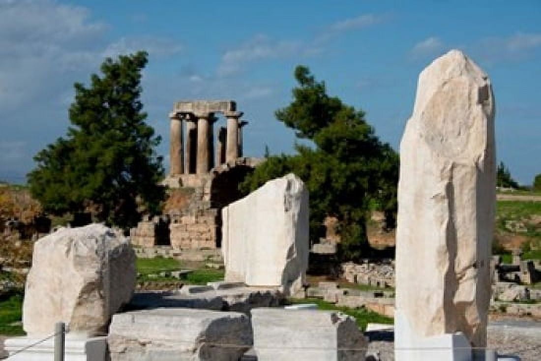 Greece Corinth Doric Temple of Apollo Greece behind The Rostra Canvas Art - Cindy Miller Hopkins DanitaDelimont (18 x 12)