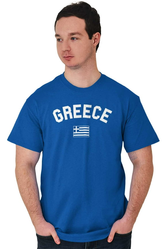 Greece Country Flag Soccer Fan Pride Men's Graphic T Shirt Tees Brisco Brands S