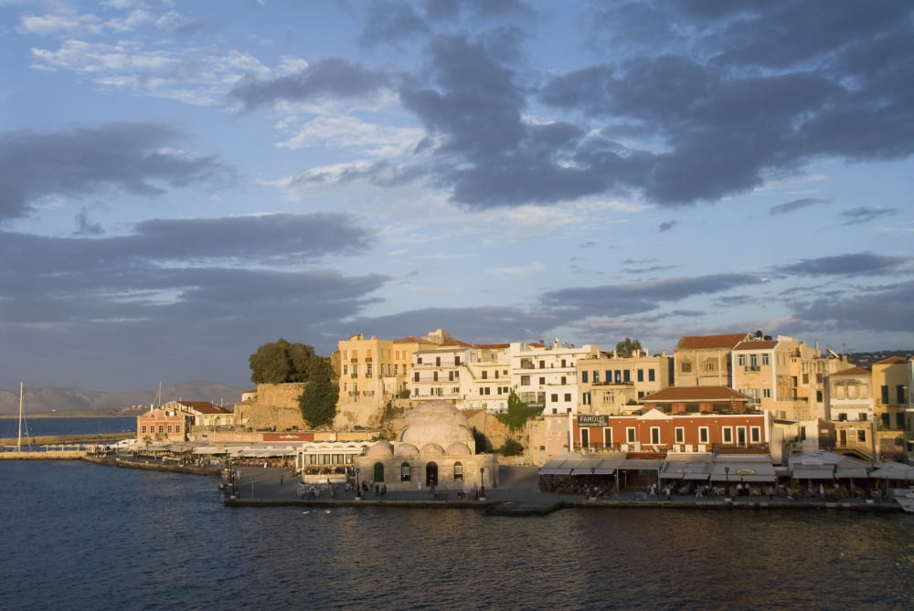 Greece Crete 16th Century Venetian Harbor at Sunset Canvas Art - Richard Maschmeyer Design Pics (38 x 24)