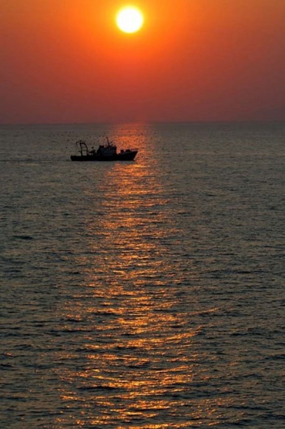Greece Crete Aegean sunset Fishing Boat Canvas Art - Cindy Miller Hopkins DanitaDelimont (11 x 17)
