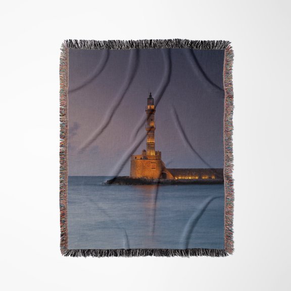 Greece, Crete, Chania, Harbor, Venetian Lighthouse - Eu12 Dgu0263 - Darrell Gulin, Woven Blanket