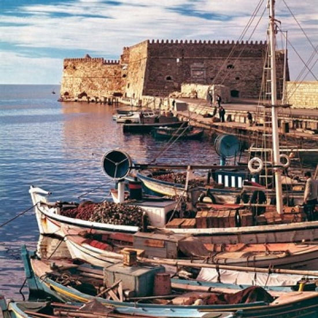 Greece Crete Fishing boats Rossa al Mare Canvas Art - Ric Ergenbright DanitaDelimont (34 x 34)