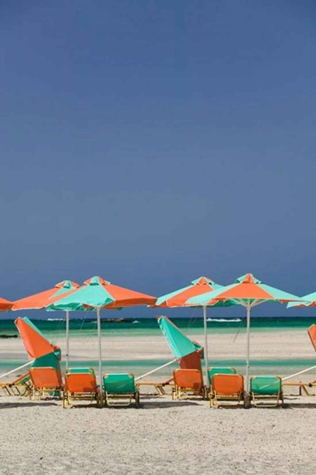 Greece Crete Hania Elafonisi Beach Umbrellas Canvas Art - Walter Bibikow DanitaDelimont (23 x 35)