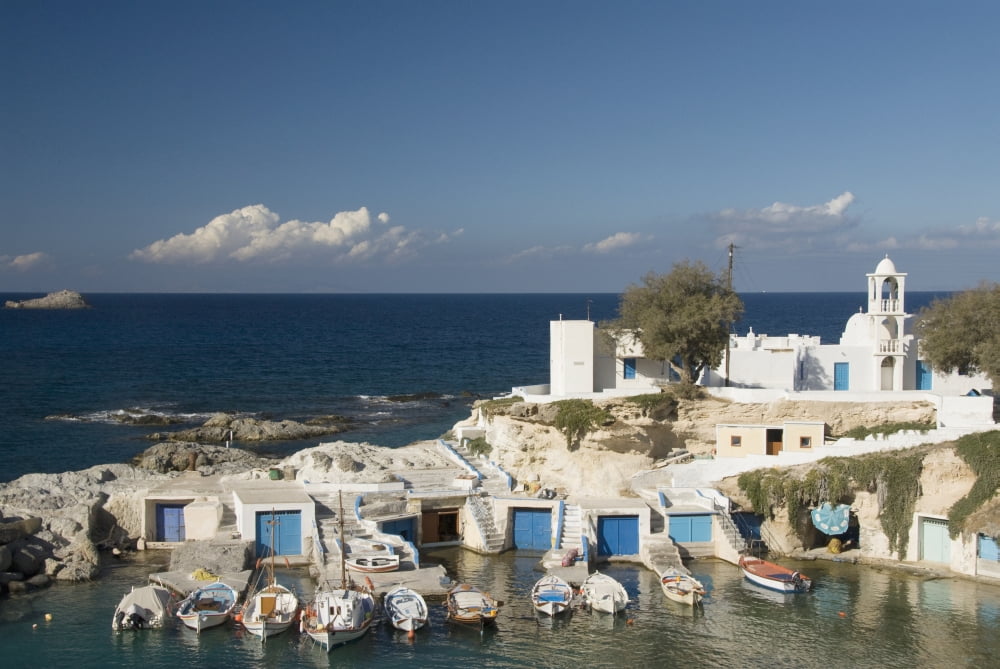 Greece Cyclades Island of Milos village of Mandrakia Canvas Art - Richard Maschmeyer Design Pics (38 x 24)