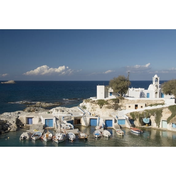 Greece, Cyclades, Island of Milos, village of Mandrakia. Poster Print (19 x 12)