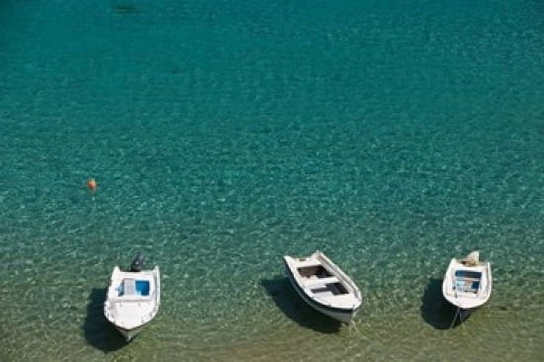 Greece Dodecanese Rhodes Lindos Harbor Boats Canvas Art - Walter Bibikow DanitaDelimont (24 x 15)