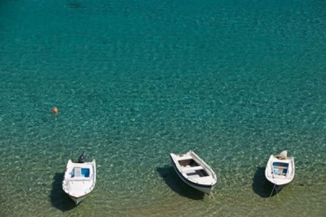 Greece Dodecanese Rhodes Lindos Harbor Boats Canvas Art - Walter Bibikow DanitaDelimont (35 x 23)