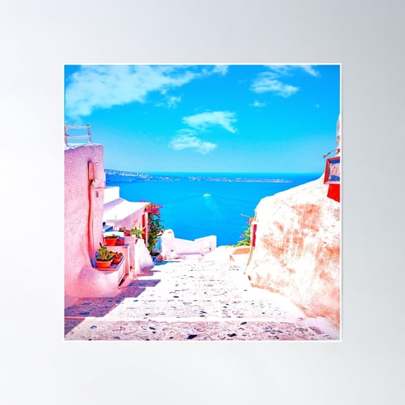 Greece Dreams Poster Wall Art, Modern Wall Decor, 16x16 UNFRAMED