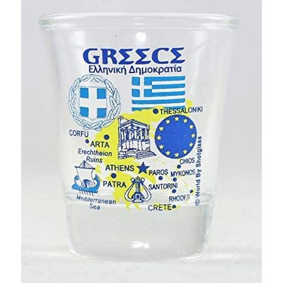Greece EU Series Landmarks and Icons Collage Shot Glass