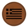 thumbnail image 1 of Greece Flag 2.5" Faux Leather Round Engraved Iron-On Patch - Brown, 1 of 6