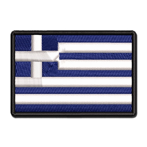 Greece Flag Applique Multi-Color Embroidered Iron-On Patch - 3 Inch Medium