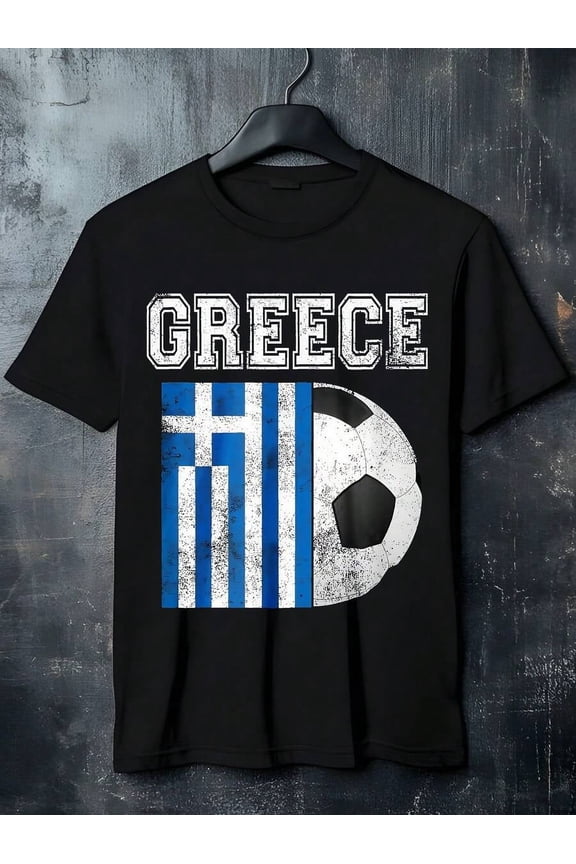 Greece Flag Design 100 Percent Cotton T Shirt For Men And Women Greek Soccer Jersey Graphic Tee Shirts National Team Supporter Apparel Sports Fan Wear