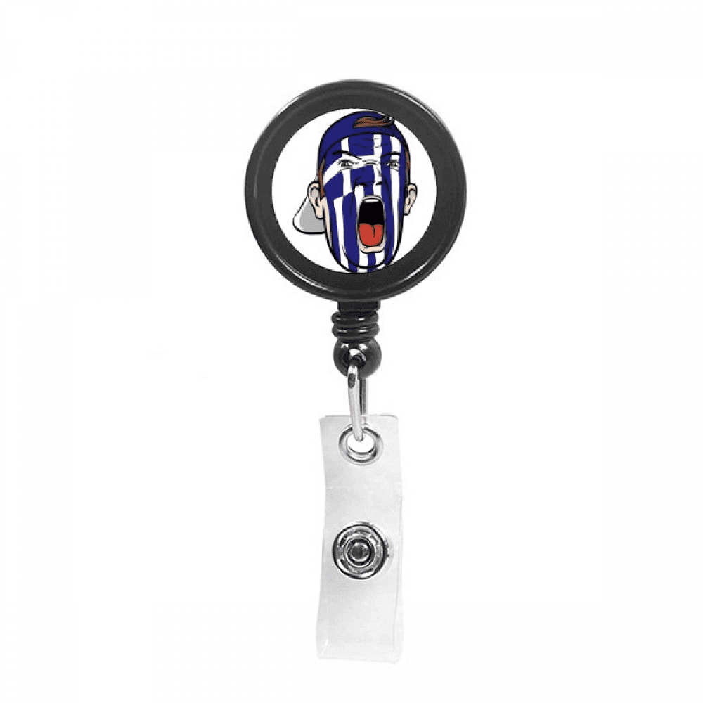 Greece Flag Facial Makeup Head Screang Cap Retractable Keychain Badge Holder ID Badge