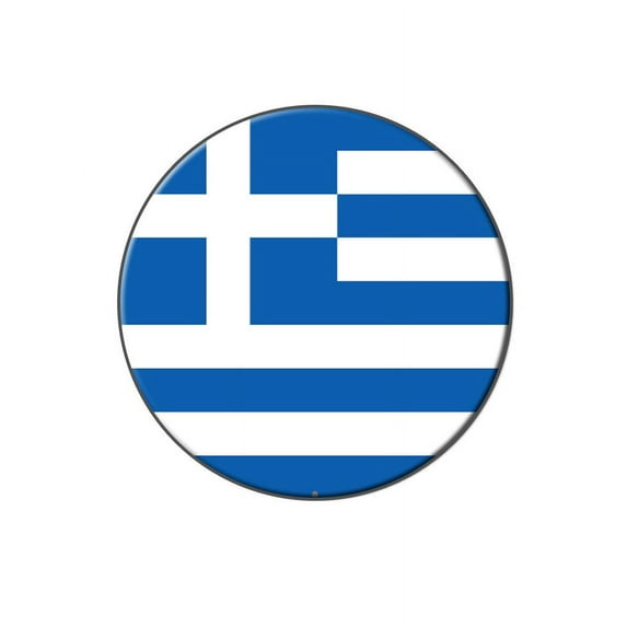 Greece Greek Flag Lapel Hat Pin Tie Tack Large Round