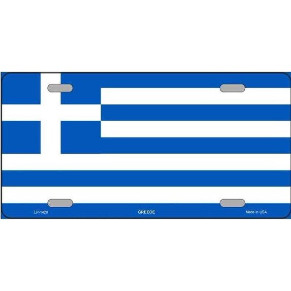 Greece / Greek Flag Metal Novelty License Plate Auto Tag - Aluminum ( 12 inch x 6 inch )