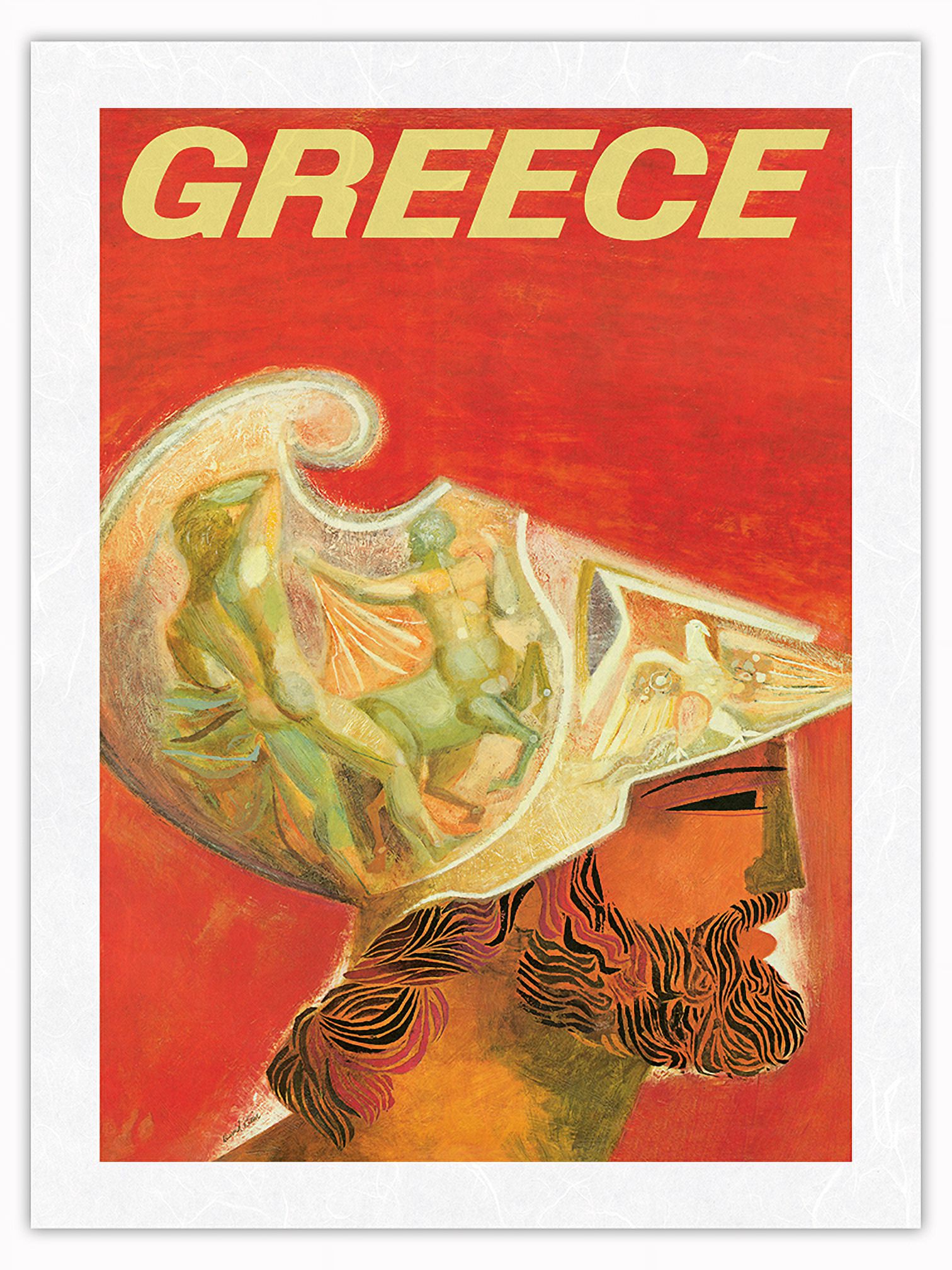 Greece - Greek Warrior - Vintage Travel Poster by David Klein c.1960s ...