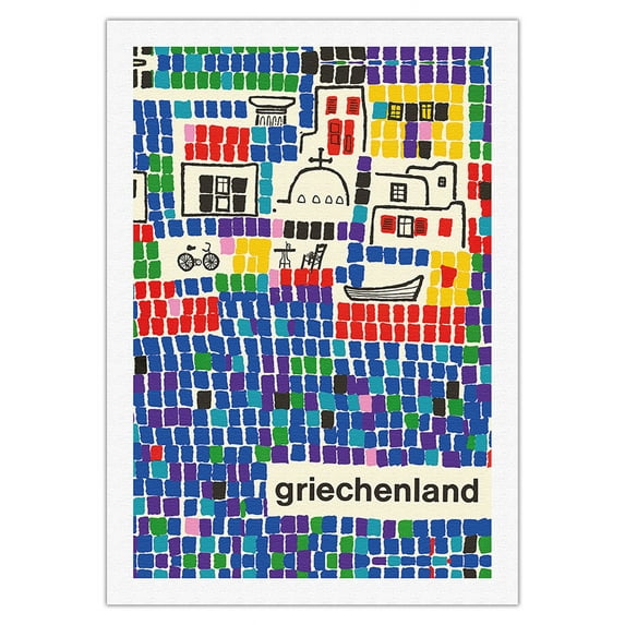 Greece (Griechenland) - Vintage Travel Poster c.1963 - Fine Art Rolled Canvas Print 27in x 40in