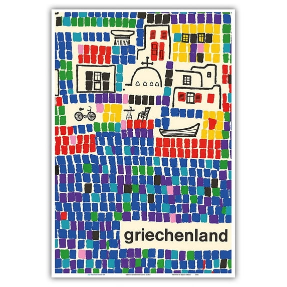 Greece (Griechenland) - Vintage Travel Poster c.1963 - Master Art Print (Unframed) 13in x 19in