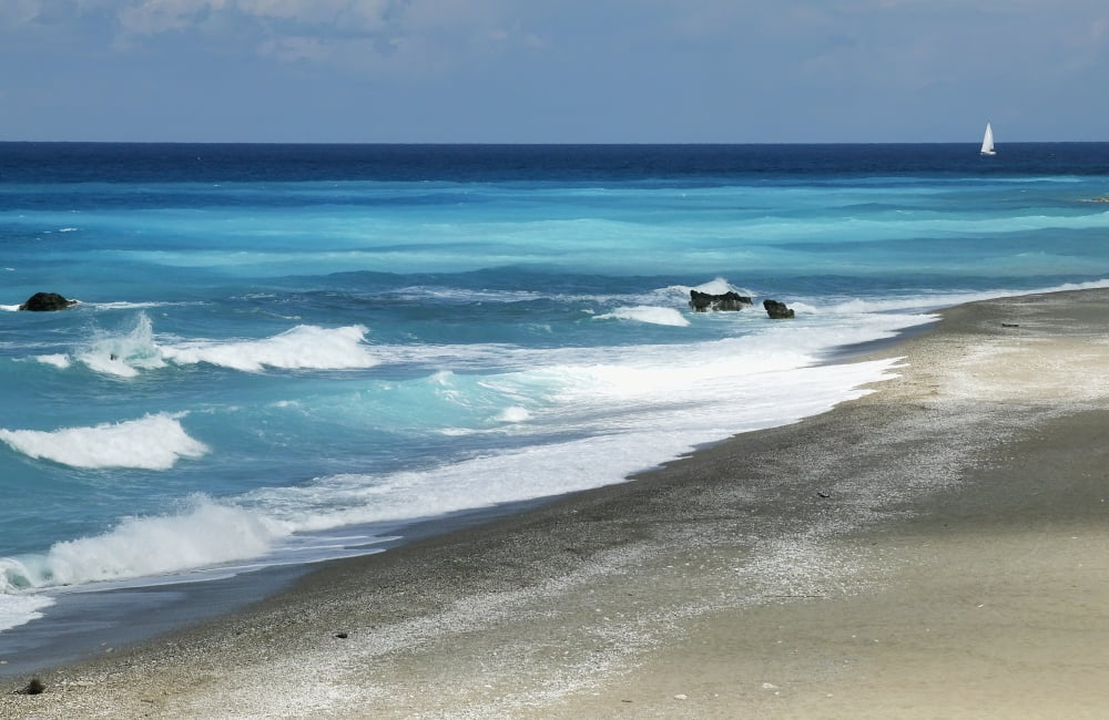 Greece Lefkas Canvas Art - Doug McKinlay Design Pics (38 x 24)