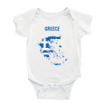 thumbnail image 1 of Greece Map Flag Cute Baby Bodysuit Jumpsuits (White, 3-6 Months), 1 of 5