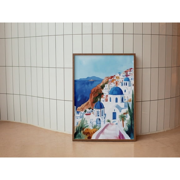 Greece Mykonos Poster, Retro Mykonos Wall Art, Greece,, Travel Destinations Poster, Mykonos Wall Art UNFRAMED Poster, Wall Art for Decor, Present, 24x36