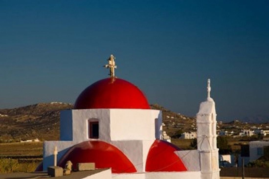 Greece Mykonos Red Dome Church Chapels Canvas Art - Darrell Gulin DanitaDelimont (17 x 11)