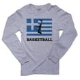 thumbnail image 1 of Greece Olympic - Basketball - Flag - Silhouette Men's Long Sleeve Grey T-Shirt, 1 of 2