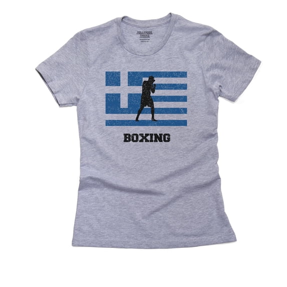 Greece Olympic - Boxing - Flag - Silhouette Women's Cotton Grey T-Shirt