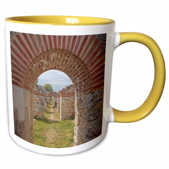 3drose, Greece, Philippi. Arches in Ancient Ruins of City., 11oz Two-tone Yellow Mug