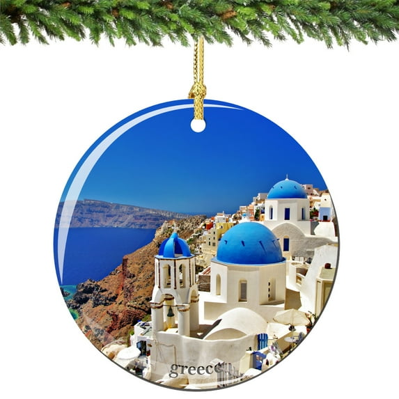 Greece Porcelain Christmas Ornament, Santorini