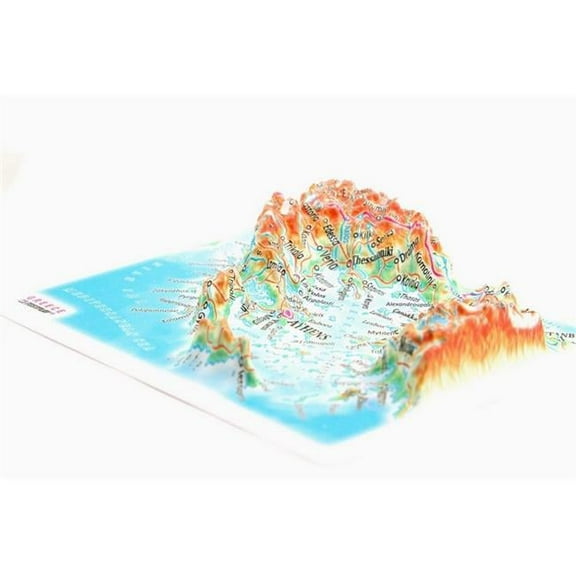 Greece Raised Relief Map, Rubberized Foam Backing - Souvenir Size