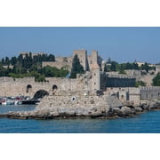Greece-Rhodes Aegean Sea harbor view of the walled medieval Old Town UNESCO by Cindy Miller Hopkins (24 x 15)