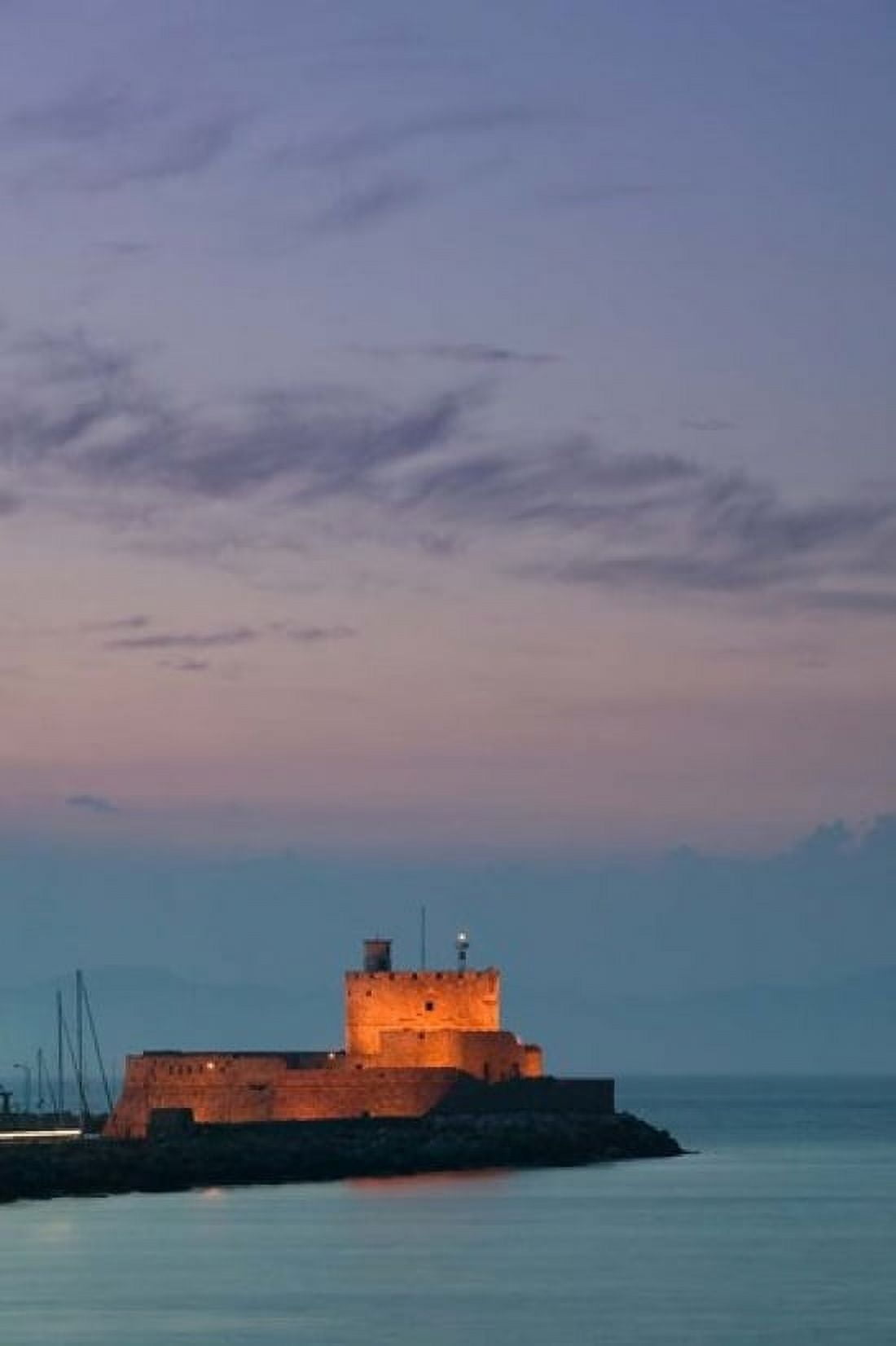 Greece Rhodes Mandraki Agios Nikolaos Lighthouse Canvas Art - Walter Bibikow DanitaDelimont (23 x 35)