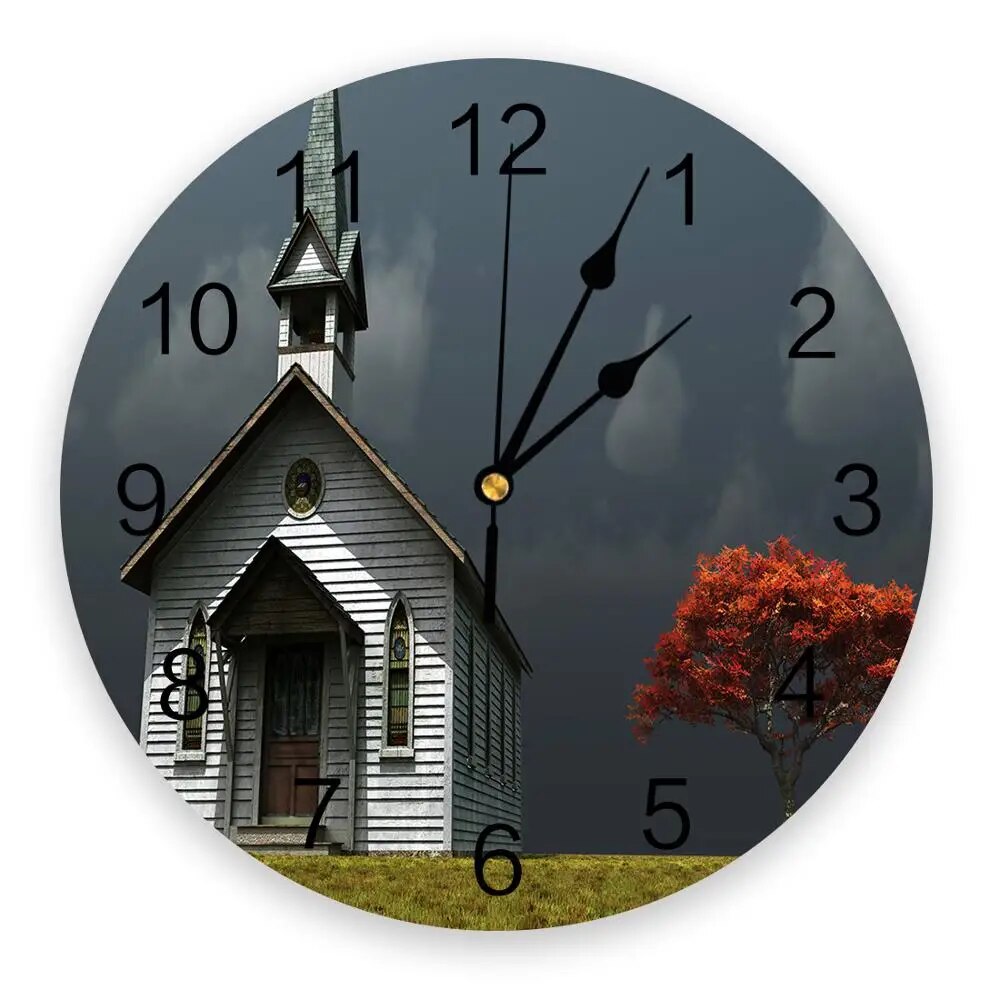 Greece Santorini Blue Roof Church Wall Clock Modern Design Clocks Wall