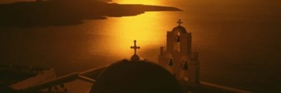 Greece Santorini Fira Church of Anastasis High angle view of a Church Canvas Art - Panoramic Images (36 x 12)