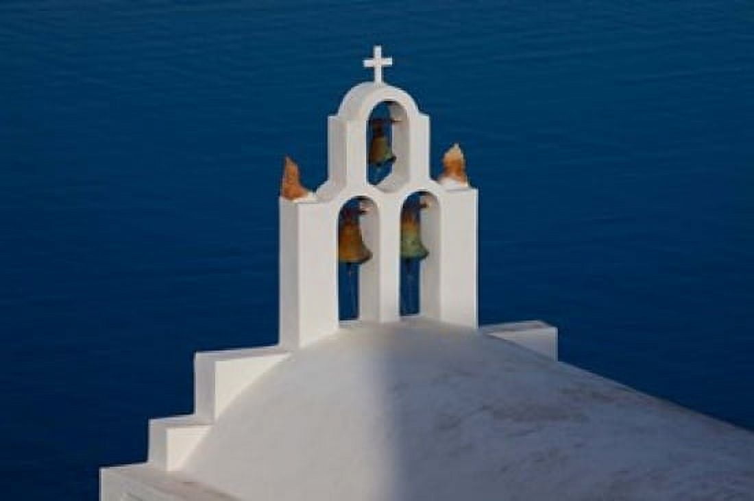 Greece Santorini Imerovigli Church Bell Tower Canvas Art - Darrell Gulin DanitaDelimont (34 x 23)