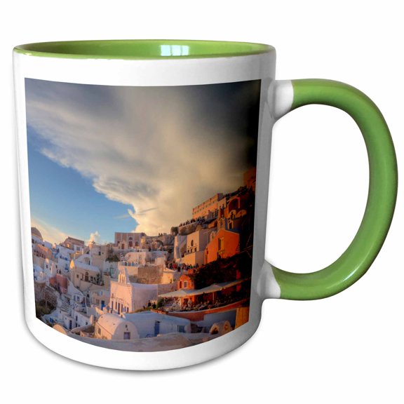 3drose, Greece, Santorini, Oia, Colorful Buildings - Eu12 Dgu0366 - Darrell Gulin, 11oz Two-tone Green Mug