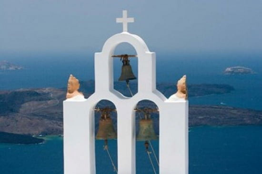 Greece Santorini White Church Bell Tower Canvas Art - Jaynes Gallery DanitaDelimont (17 x 11)