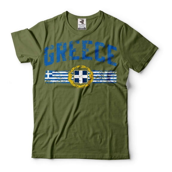 Greece Shirt Greece National Flag Tee Greek Patriotic Gifts Greek Mens Womens Unisex Shirt (Large Military Green)