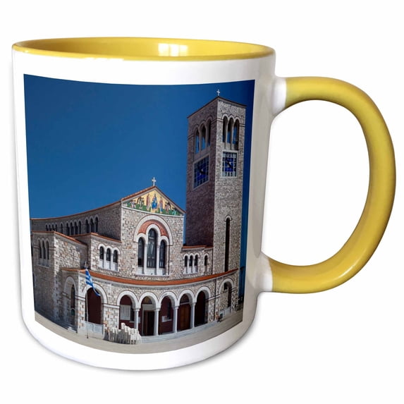Greece, Thessaly, Pelion Peninsula, Volos, Agios Konstantinos church. 15oz Two-Tone Yellow Mug mug-208349-13