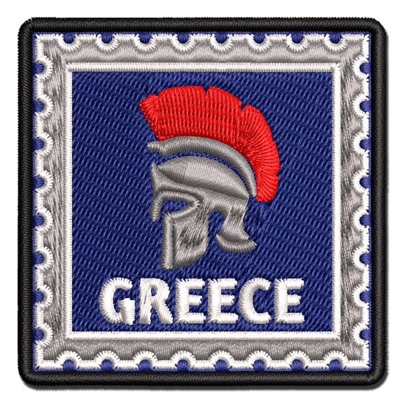 Greece Travel Ancient Greek Spartan Helmet Applique Multi-Color Embroidered Hook & Loop Patch - 3 Inch Medium