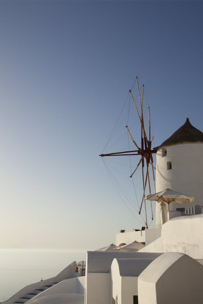 Greece Windmill Oia Canvas Art - Lars Froelich Design Pics (24 x 38)